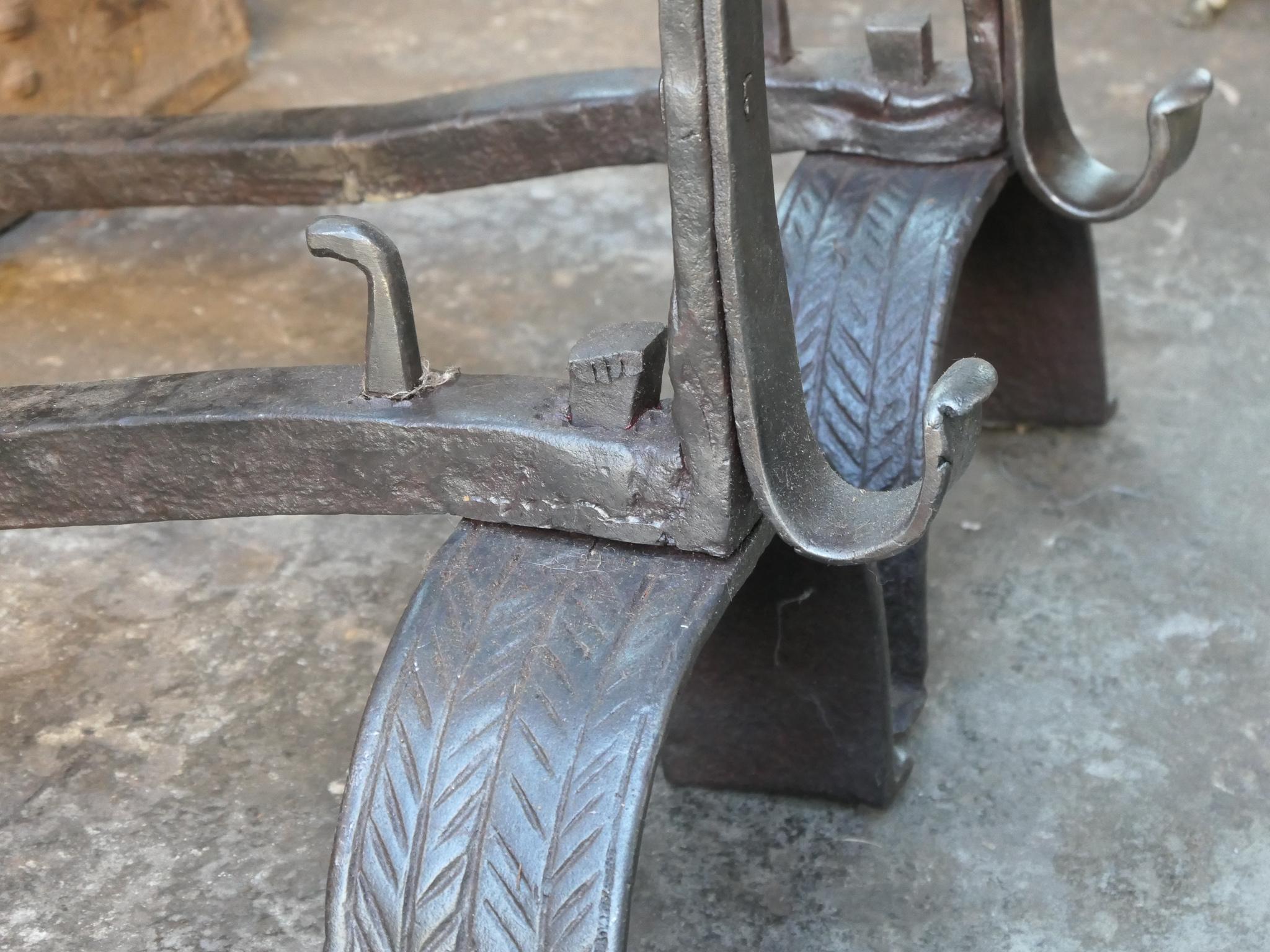 Large French Gothic 'Bull's Head' Andirons or Firedogs, 17th Century For Sale 9