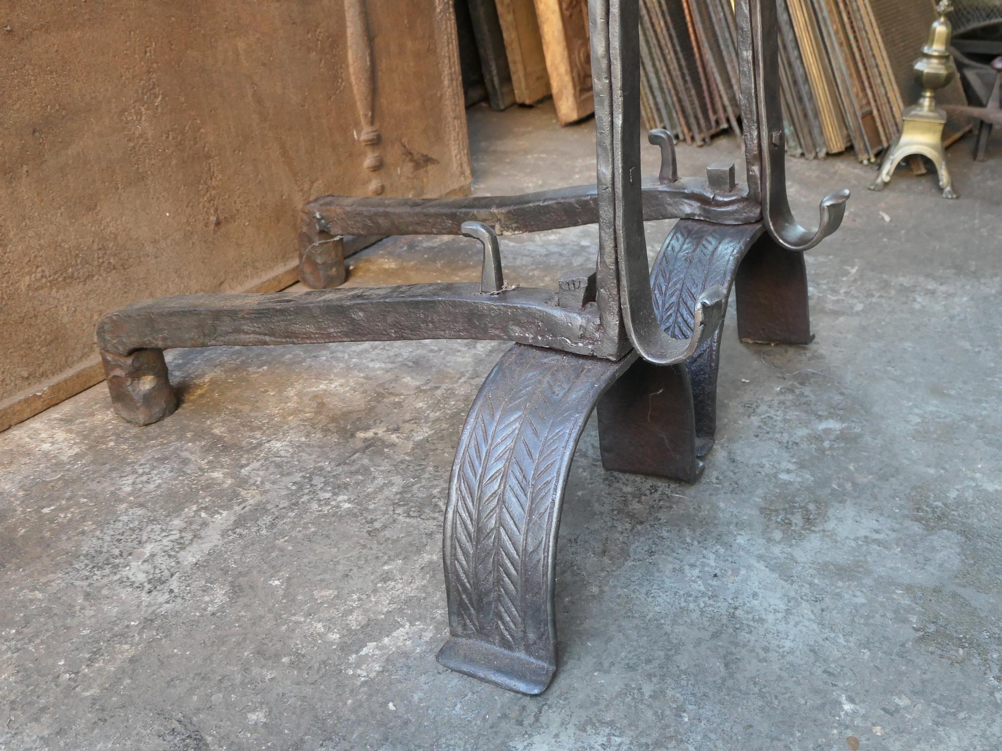 Large French Gothic 'Bull's Head' Andirons or Firedogs, 17th Century For Sale 11