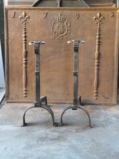 Large French Gothic 'Bull's Head' Andirons or Firedogs, 17th Century