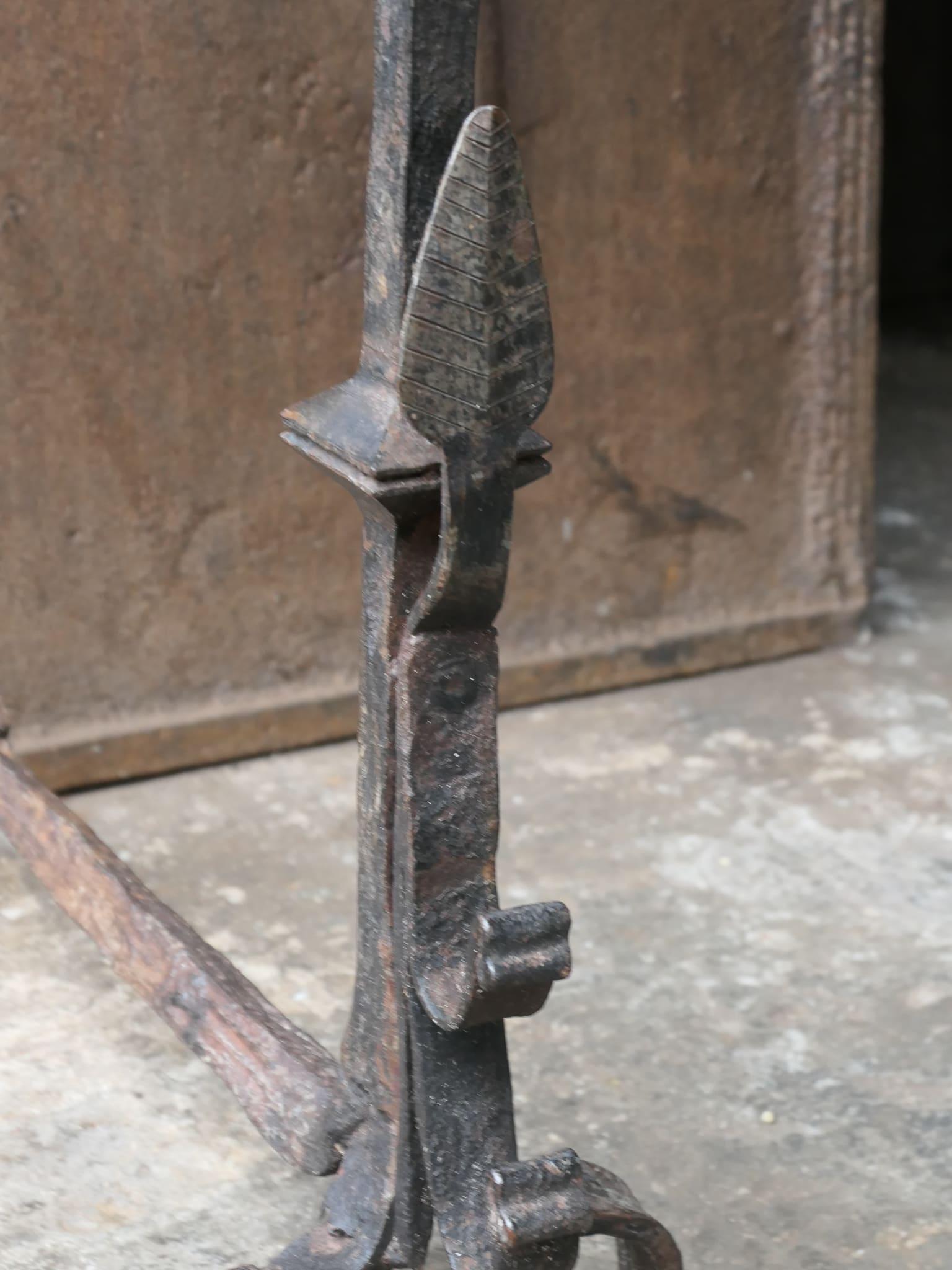 Large French Gothic Style Andirons or Firedogs For Sale 4