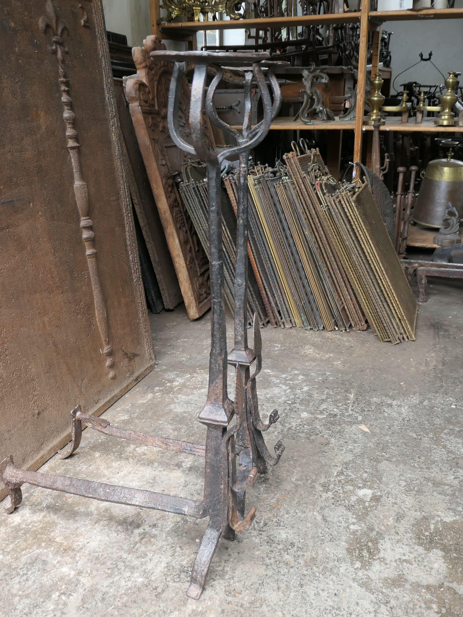 Large French Gothic Style Andirons or Firedogs For Sale 6