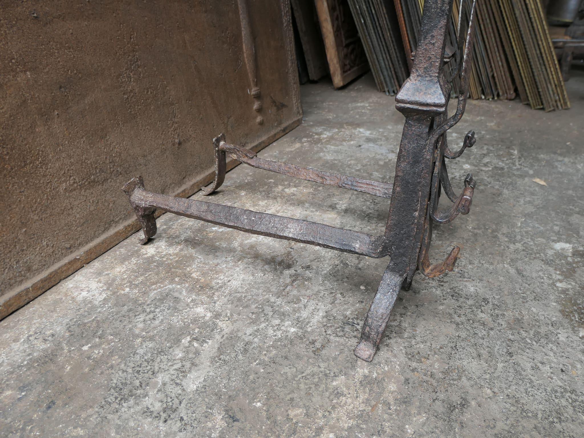 Large French Gothic Style Andirons or Firedogs For Sale 8
