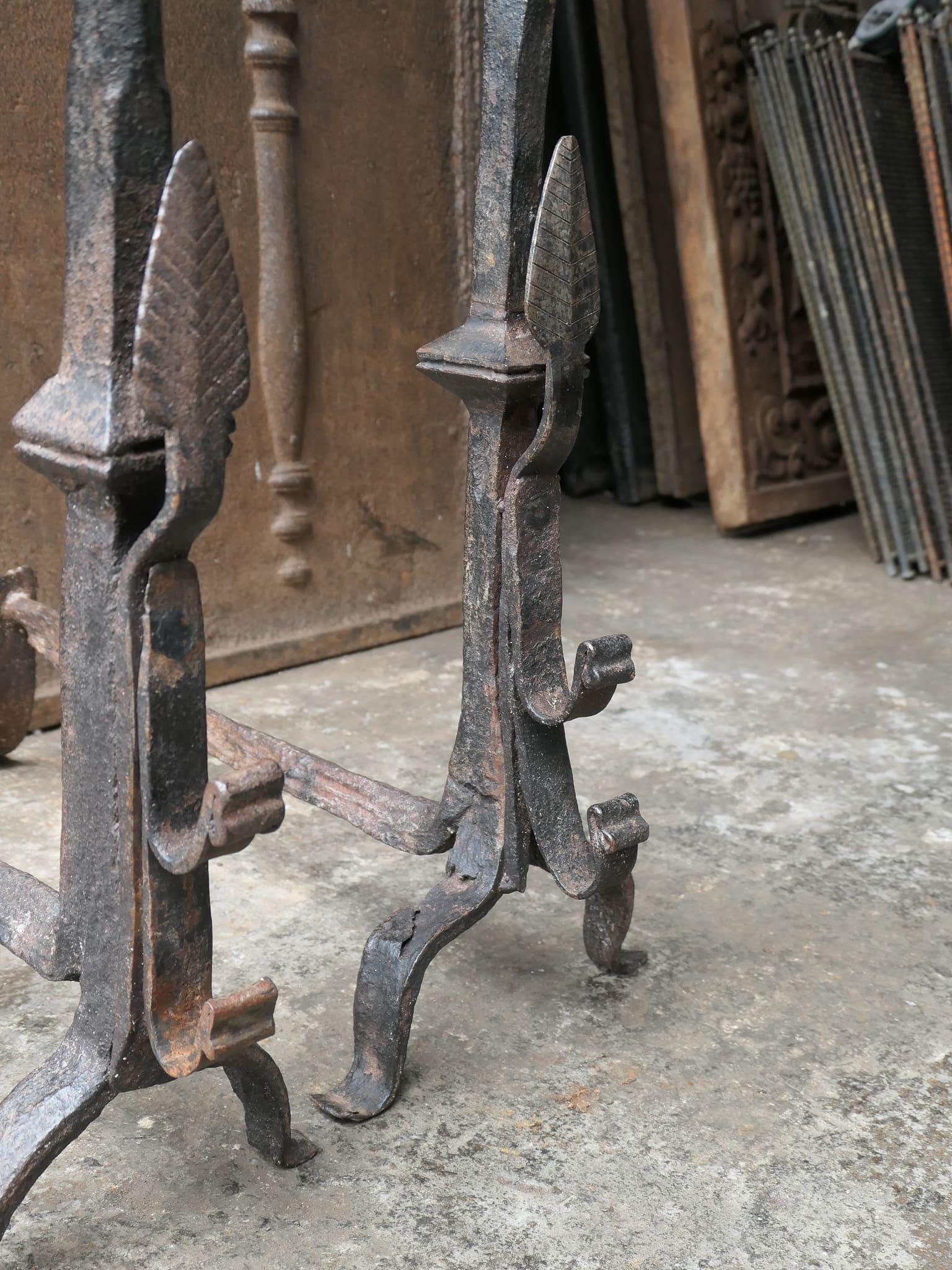 Large French Gothic Style Andirons or Firedogs For Sale 10