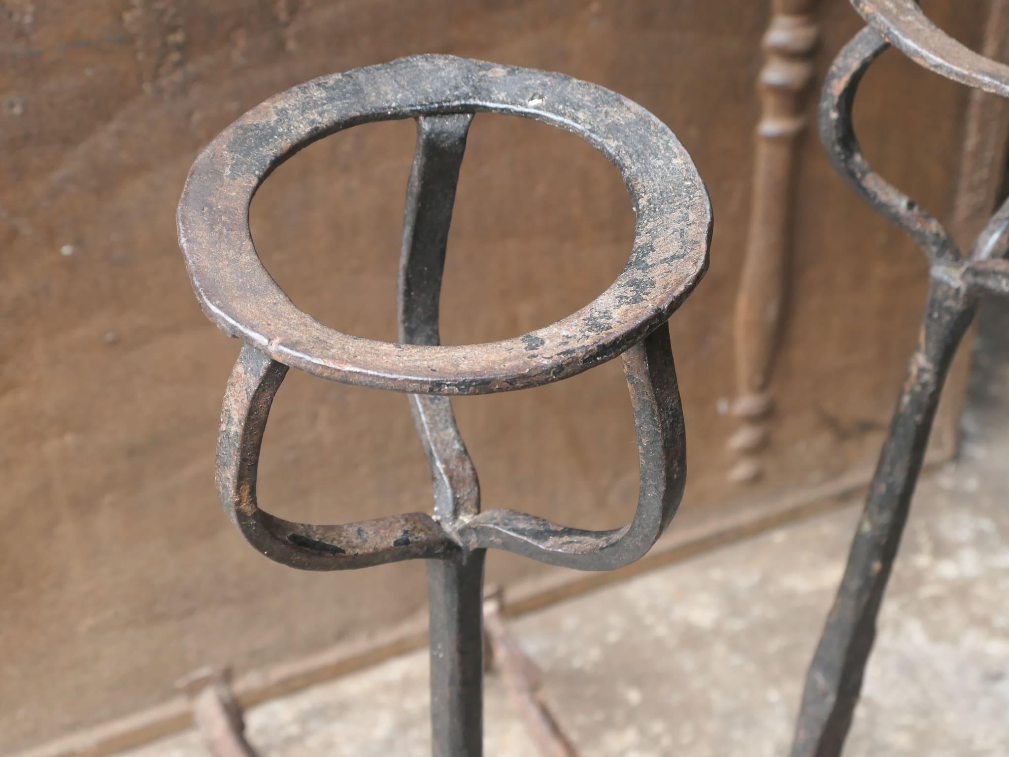Large French Gothic Style Andirons or Firedogs For Sale 11