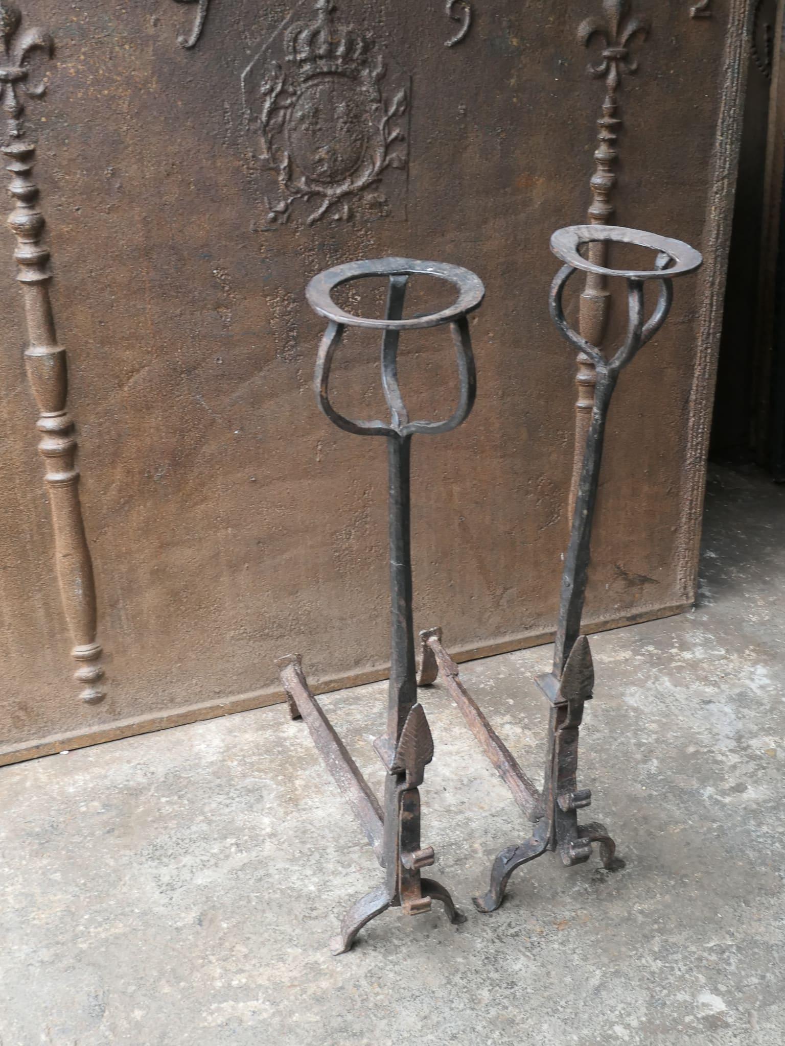 Large French Gothic Style Andirons or Firedogs For Sale 2