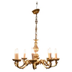 Large French Gothic Style Gilded Brass Chandelier