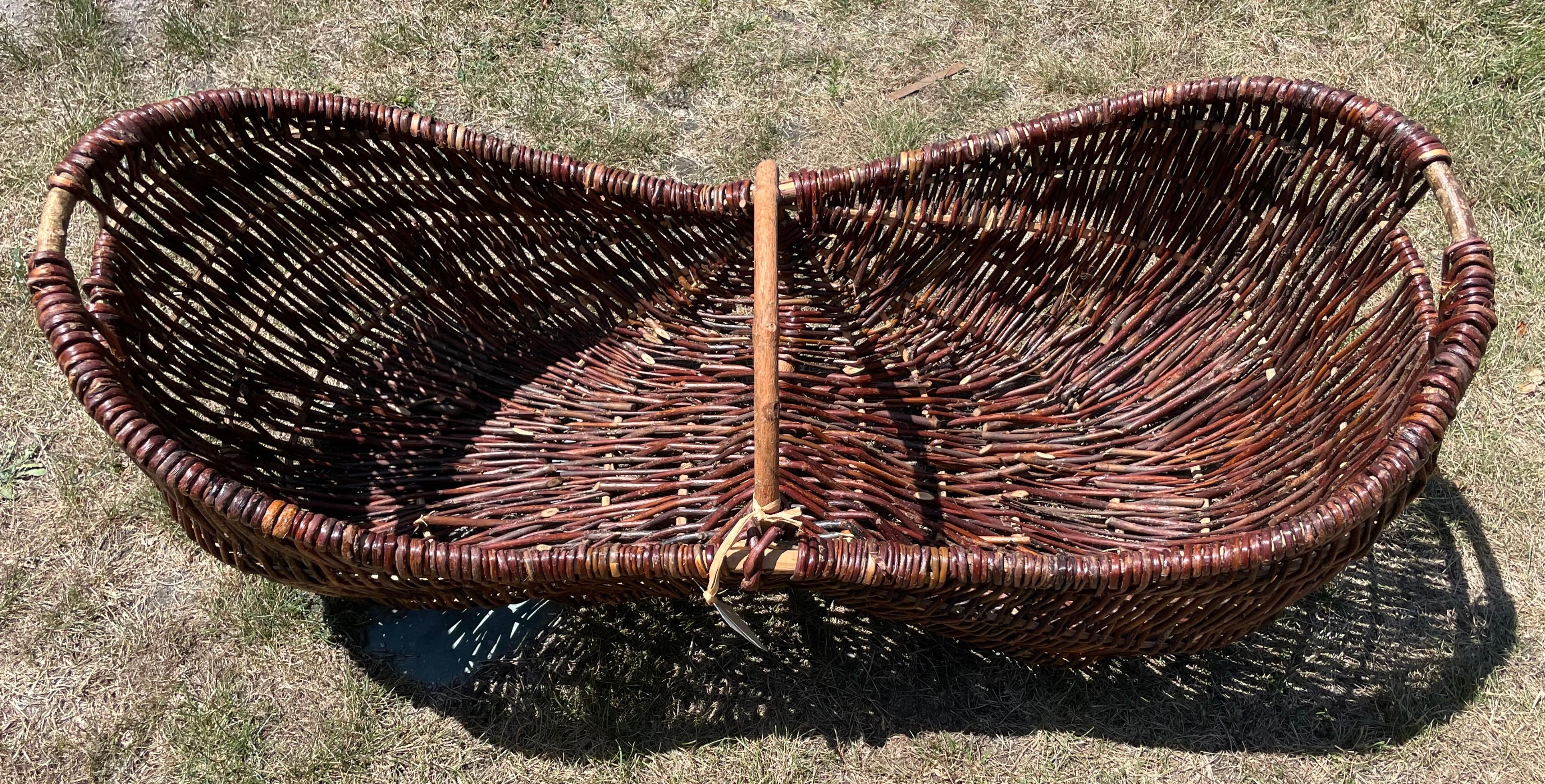 Hand-Crafted Large French Grape Harvest Arm Basket