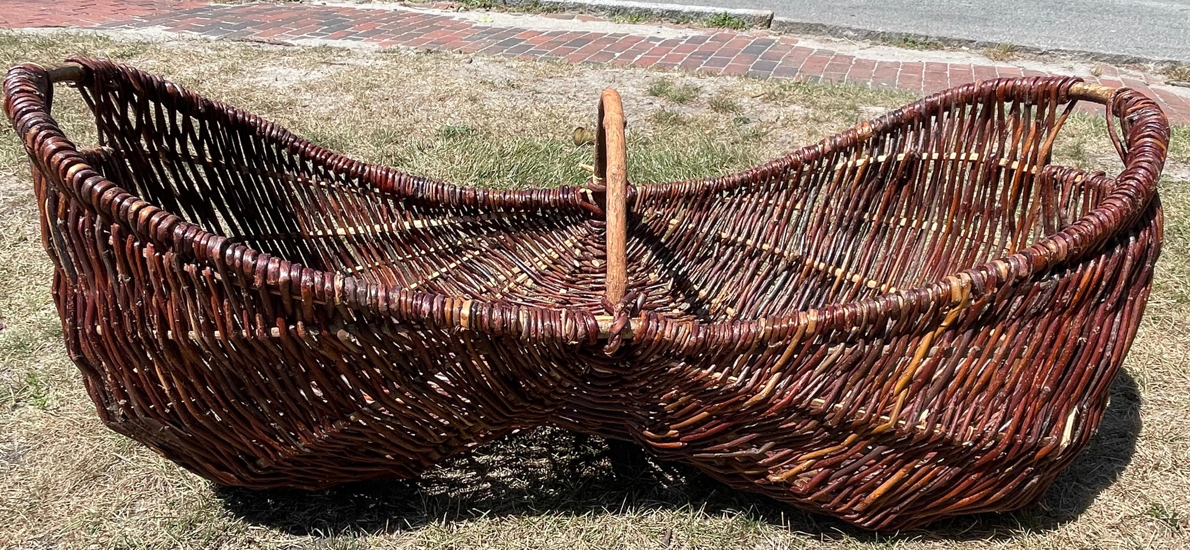 Contemporary Large French Grape Harvest Arm Basket