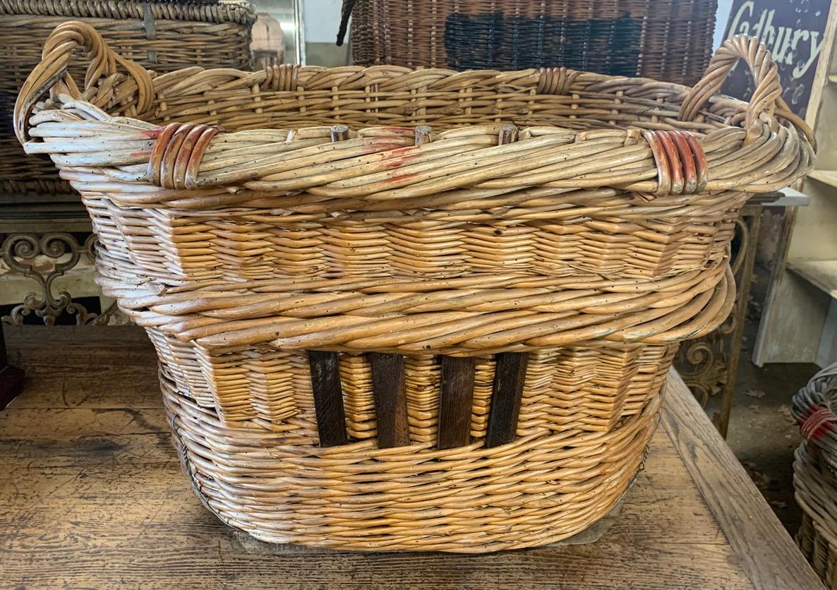 Hand-Crafted Large French Grape Harvesting Basket
