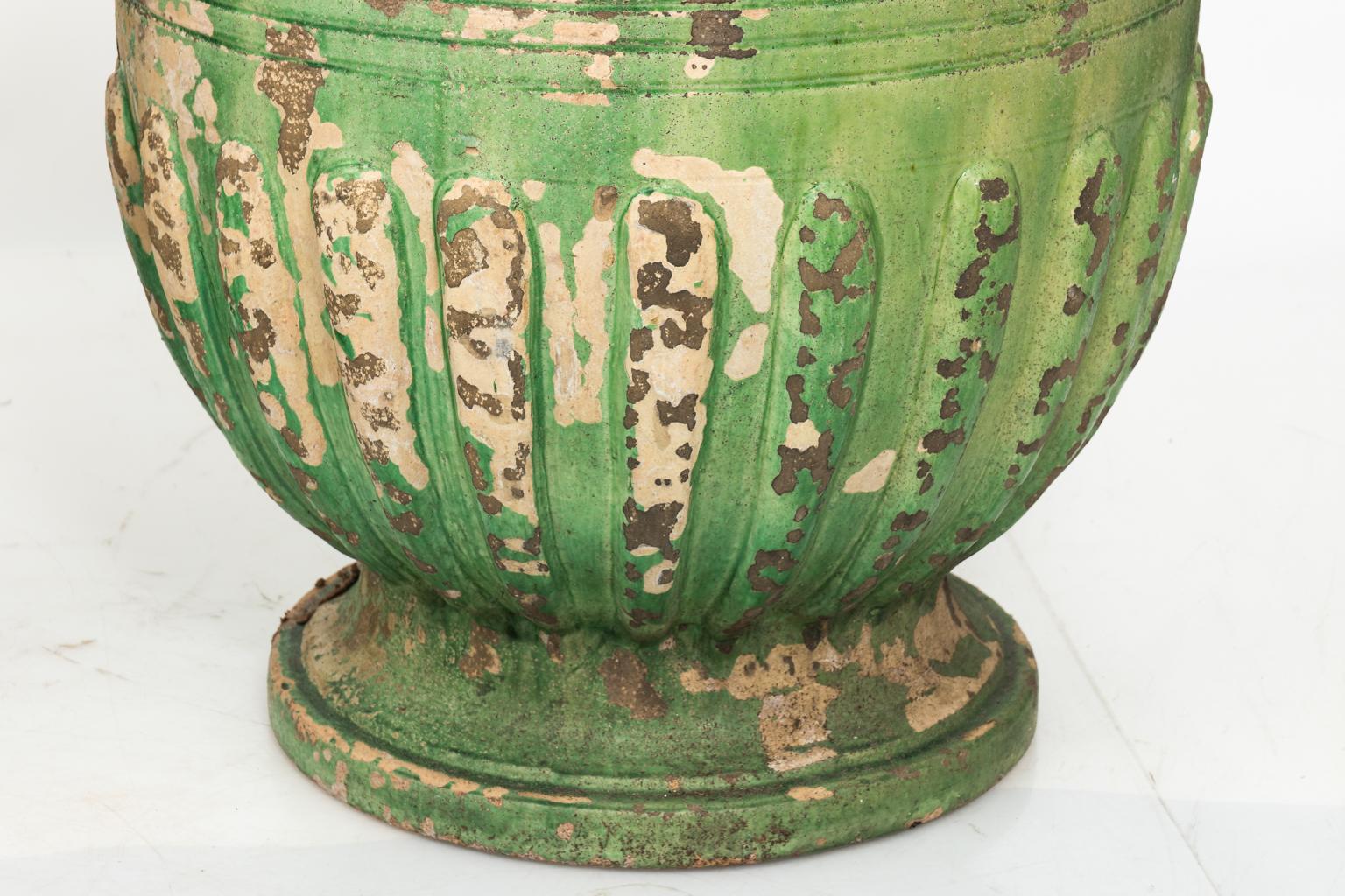 Large French Green Glazed Urn 3