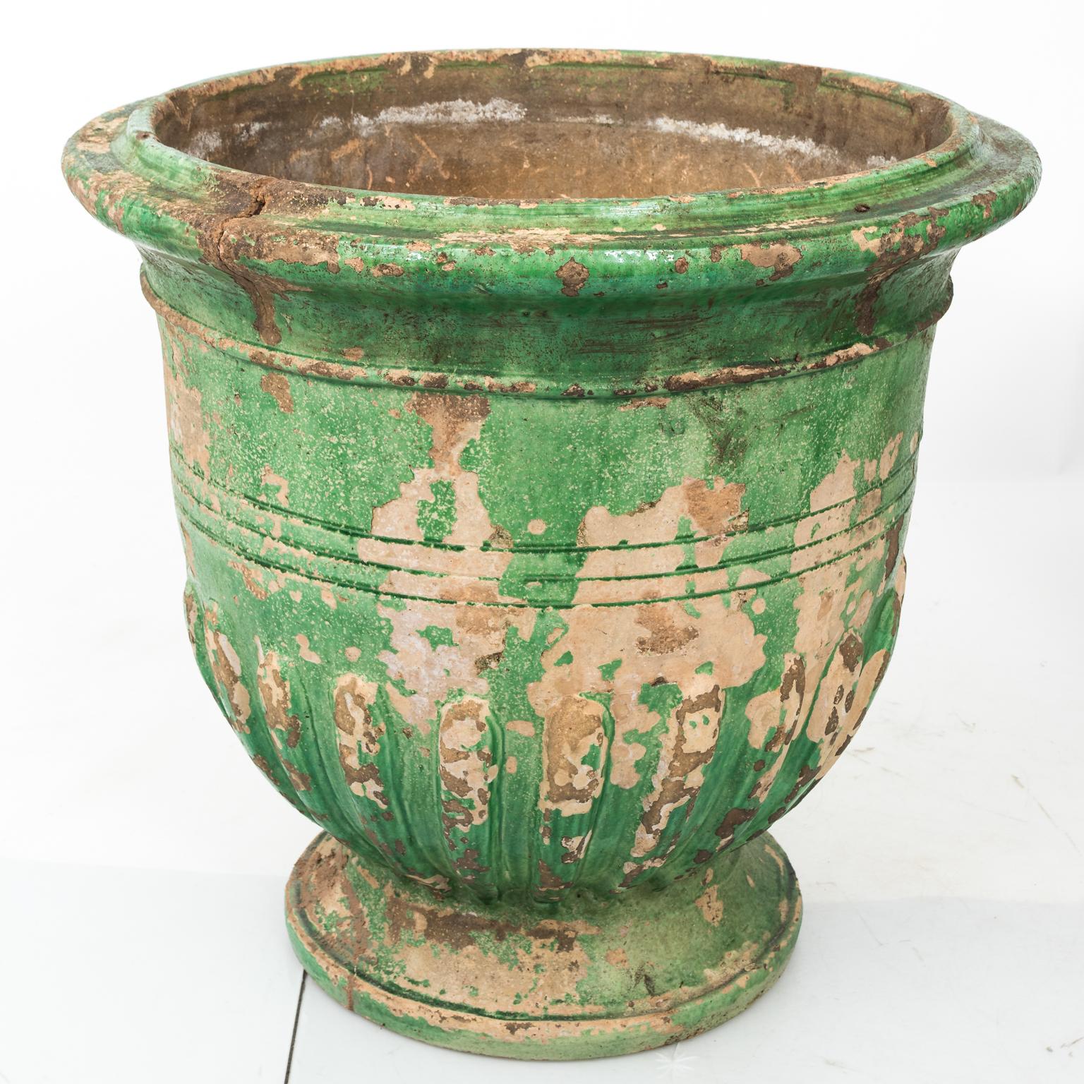 Large French Green Glazed Urn 4