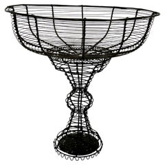 Vintage Large French Hand-Crafted Wire Compote Centerpiece 