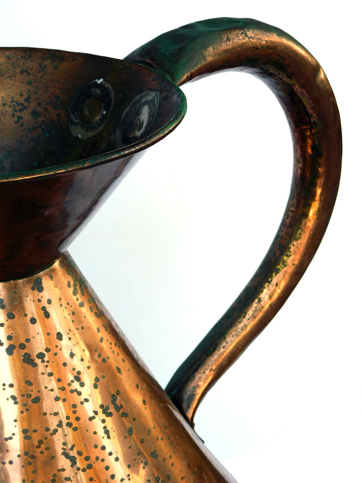 Large French Hand-Hammered Copper Milk Jug/Pitcher For Sale 1