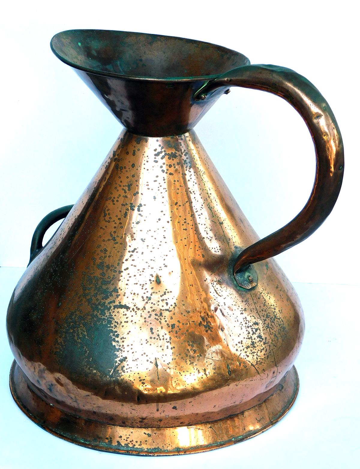 Large French Hand-Hammered Copper Milk Jug/Pitcher For Sale 2