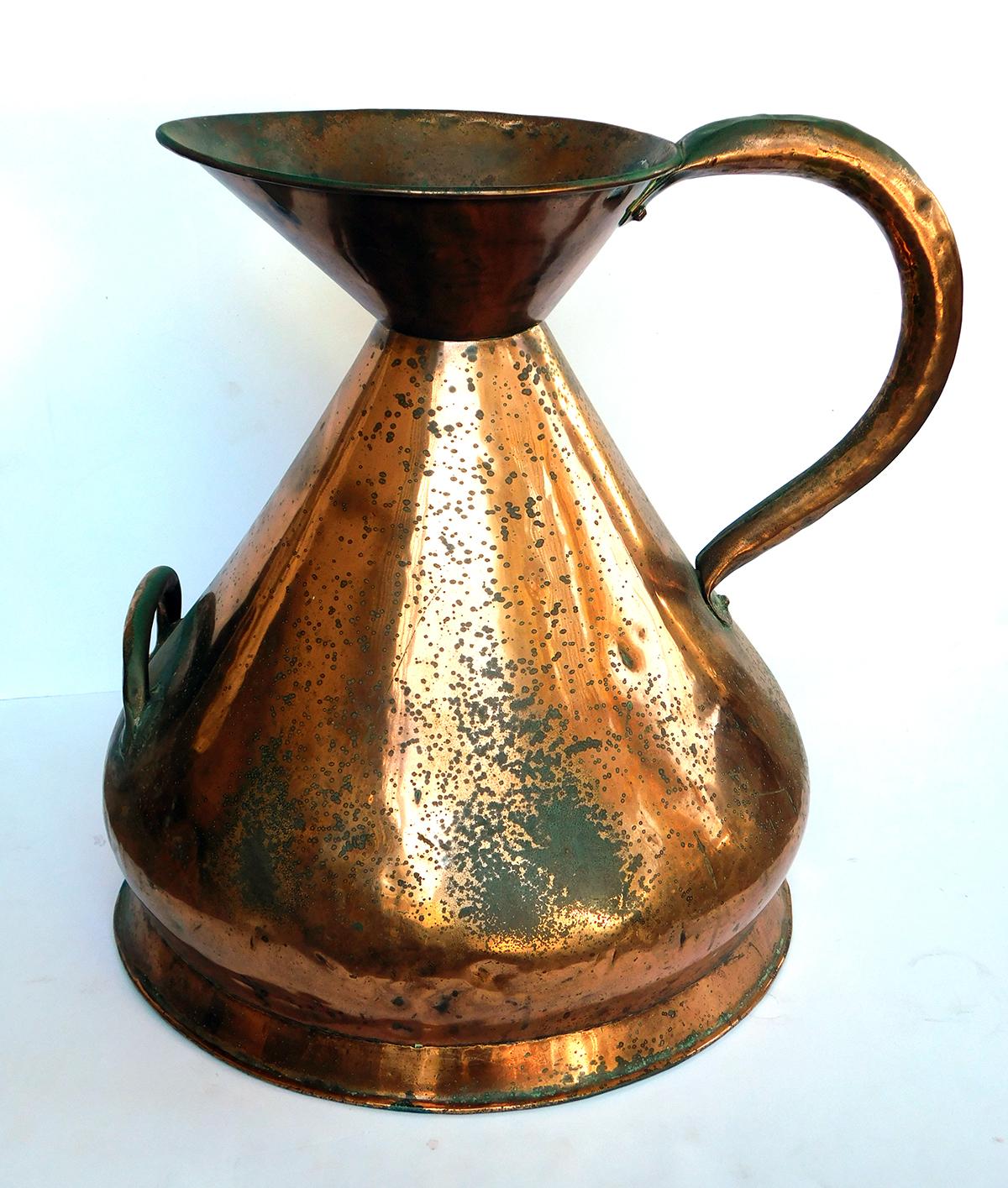 Large French Hand-Hammered Copper Milk Jug/Pitcher For Sale 4