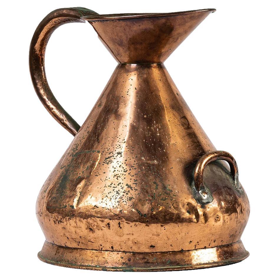 Large French Hand-Hammered Copper Milk Jug/Pitcher For Sale