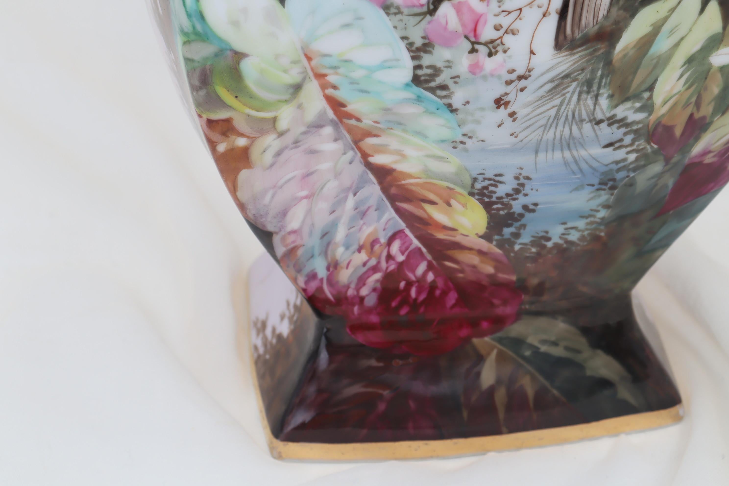 Large French Hand Painted Vase In Good Condition For Sale In East Geelong, VIC