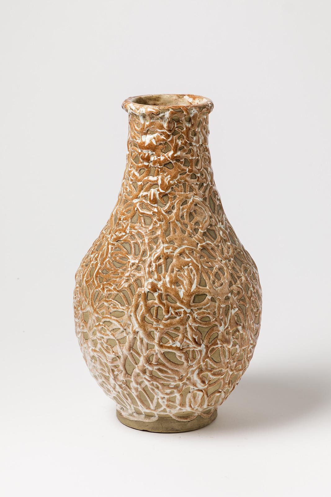 Céramique Grand vase Art Déco français fait à la main, style Gete ou Besnard en vente