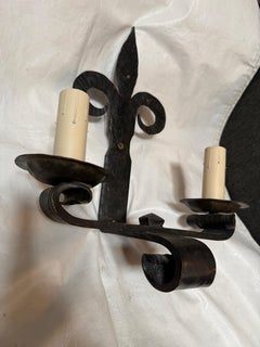 Large French Handmade Wrought Iron Sconces