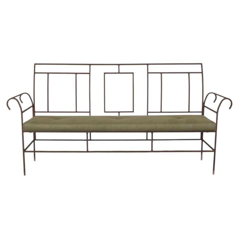Large French Iron Art Deco Bench