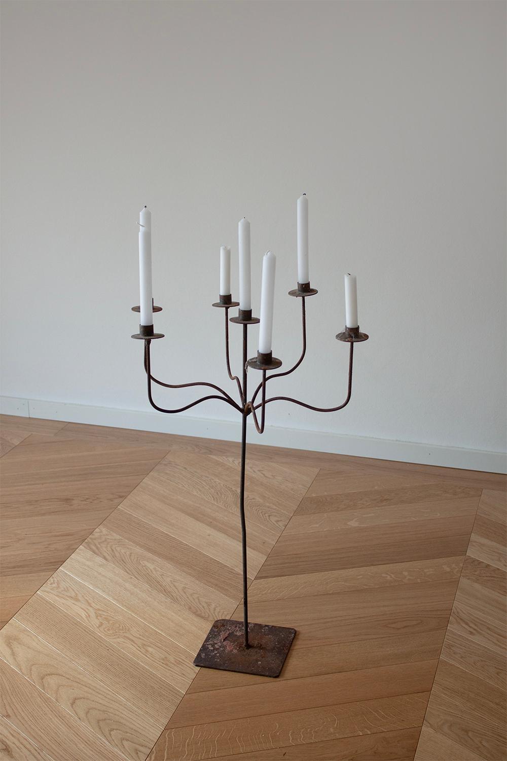 Welded Large French Iron Chateau Candelabra