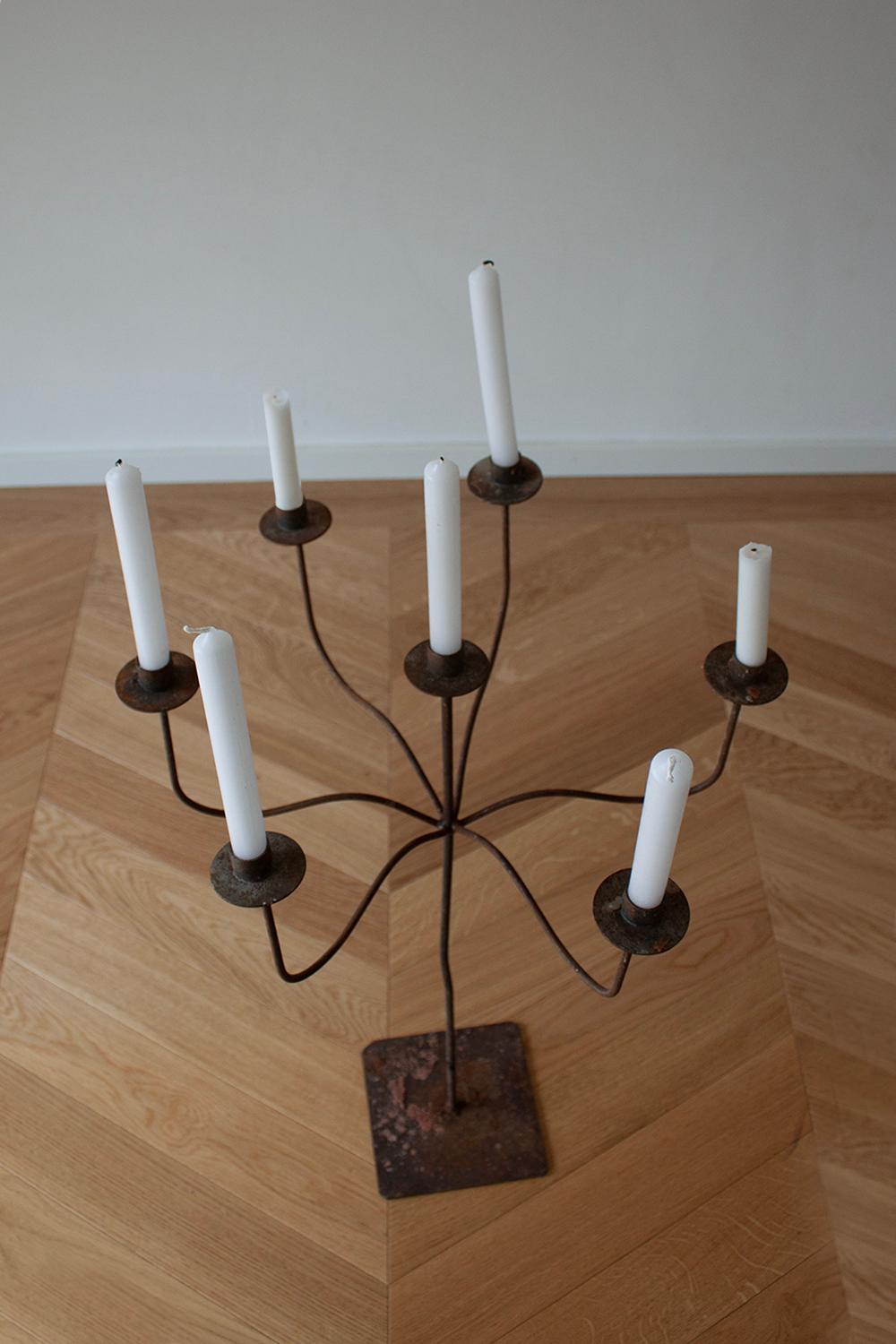 Large French Iron Chateau Candelabra In Good Condition In Rümmingen, BW
