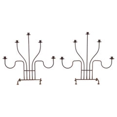 Large French Iron Five-Arm Candelabra