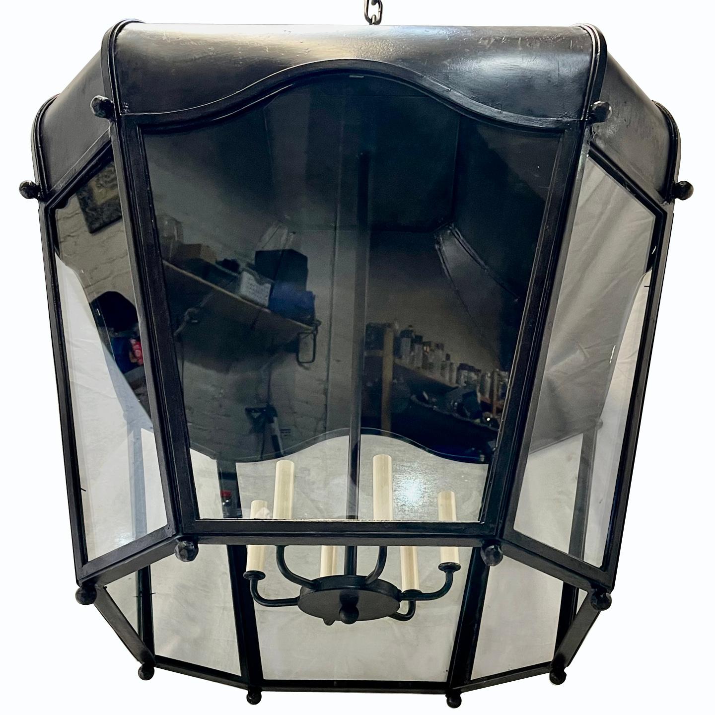 Hammered Large French Iron lantern For Sale