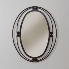 1950s Large French Iron Scroll Mirror