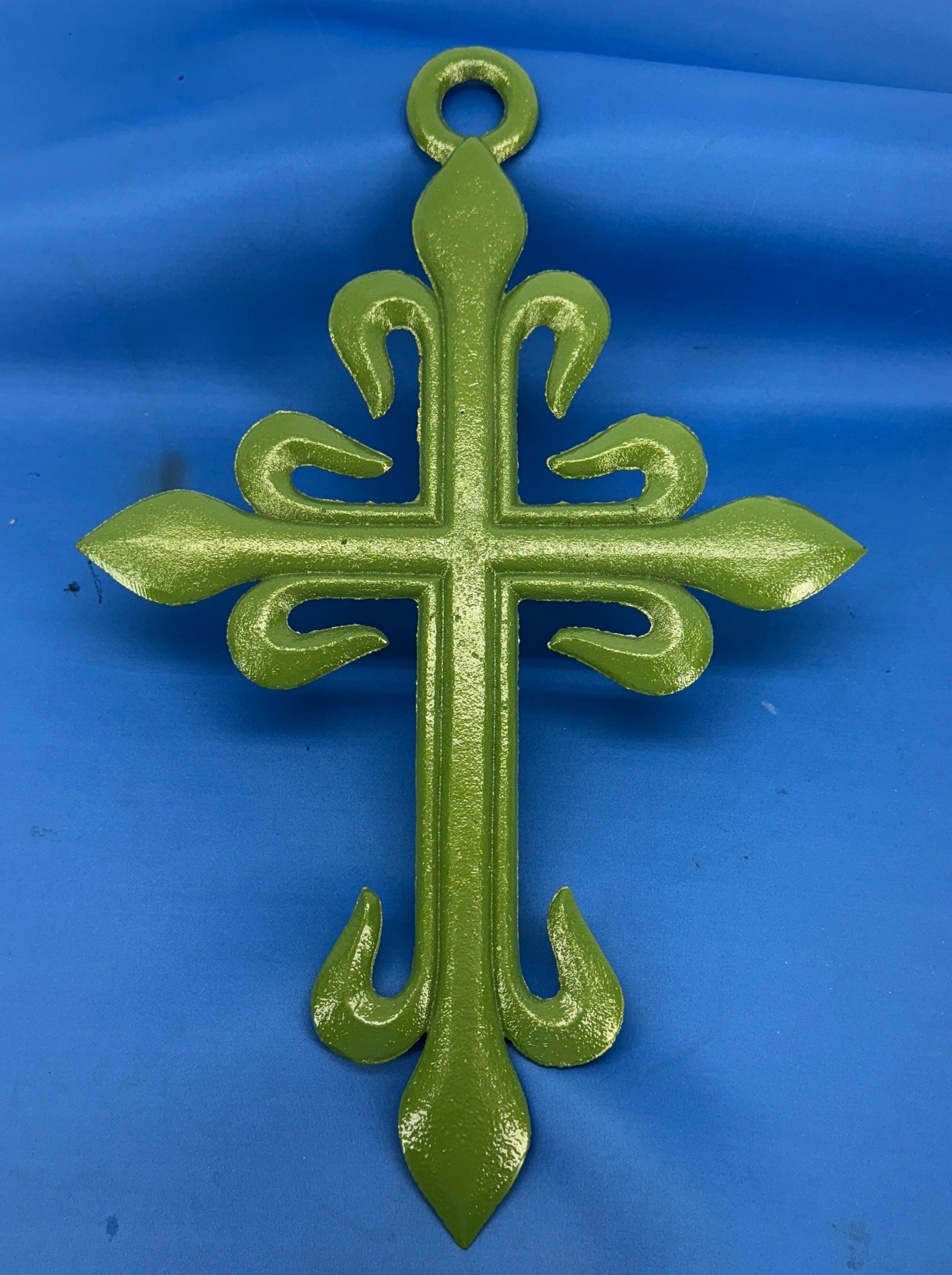 20th Century Large French Iron Wall Religious Crucifix Cross  For Sale