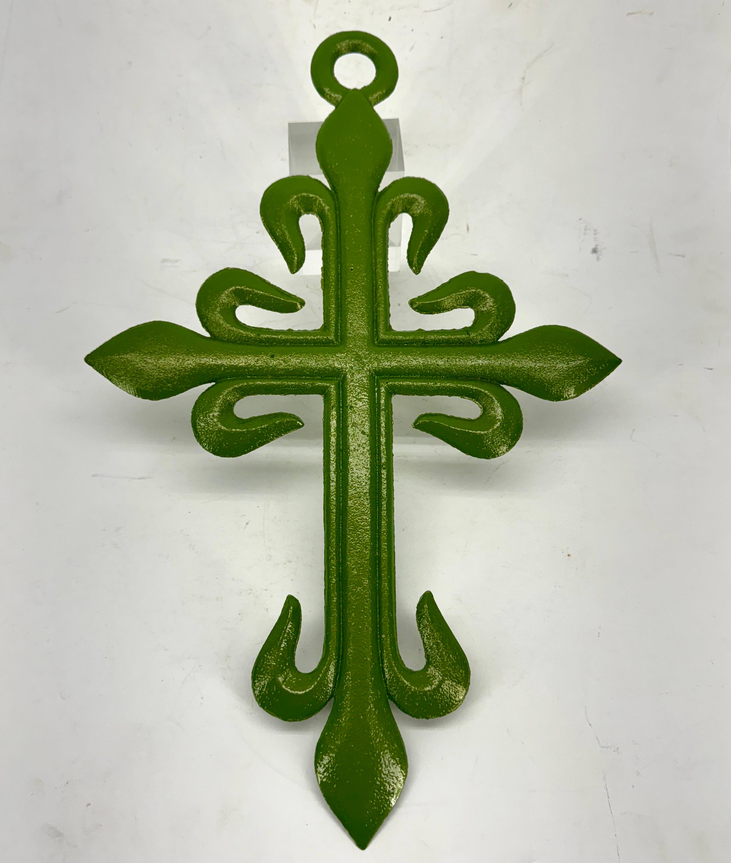 Large French Iron Wall Religious Crucifix Cross  For Sale 1