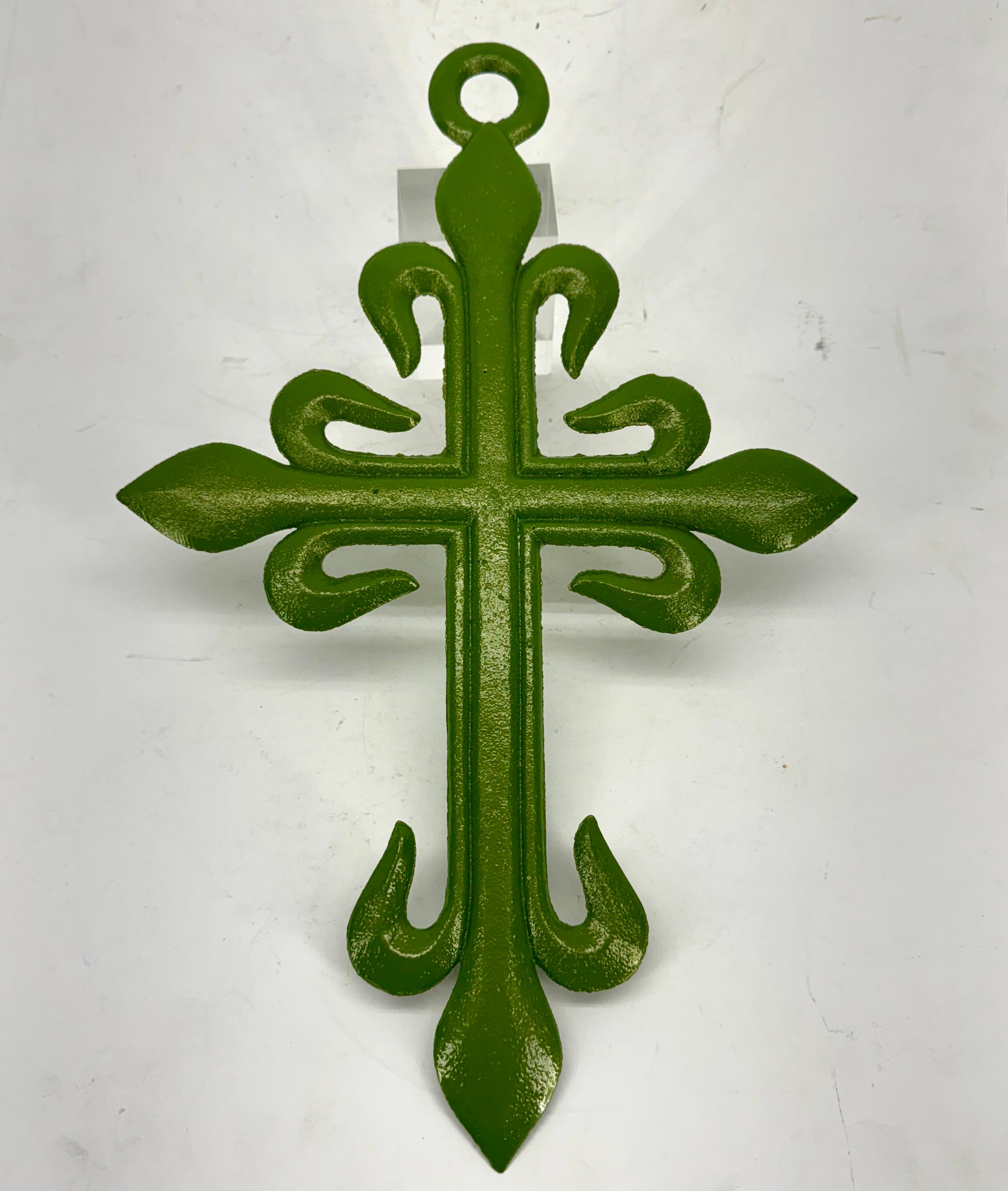 Large French Iron Wall Religious Crucifix Cross 1