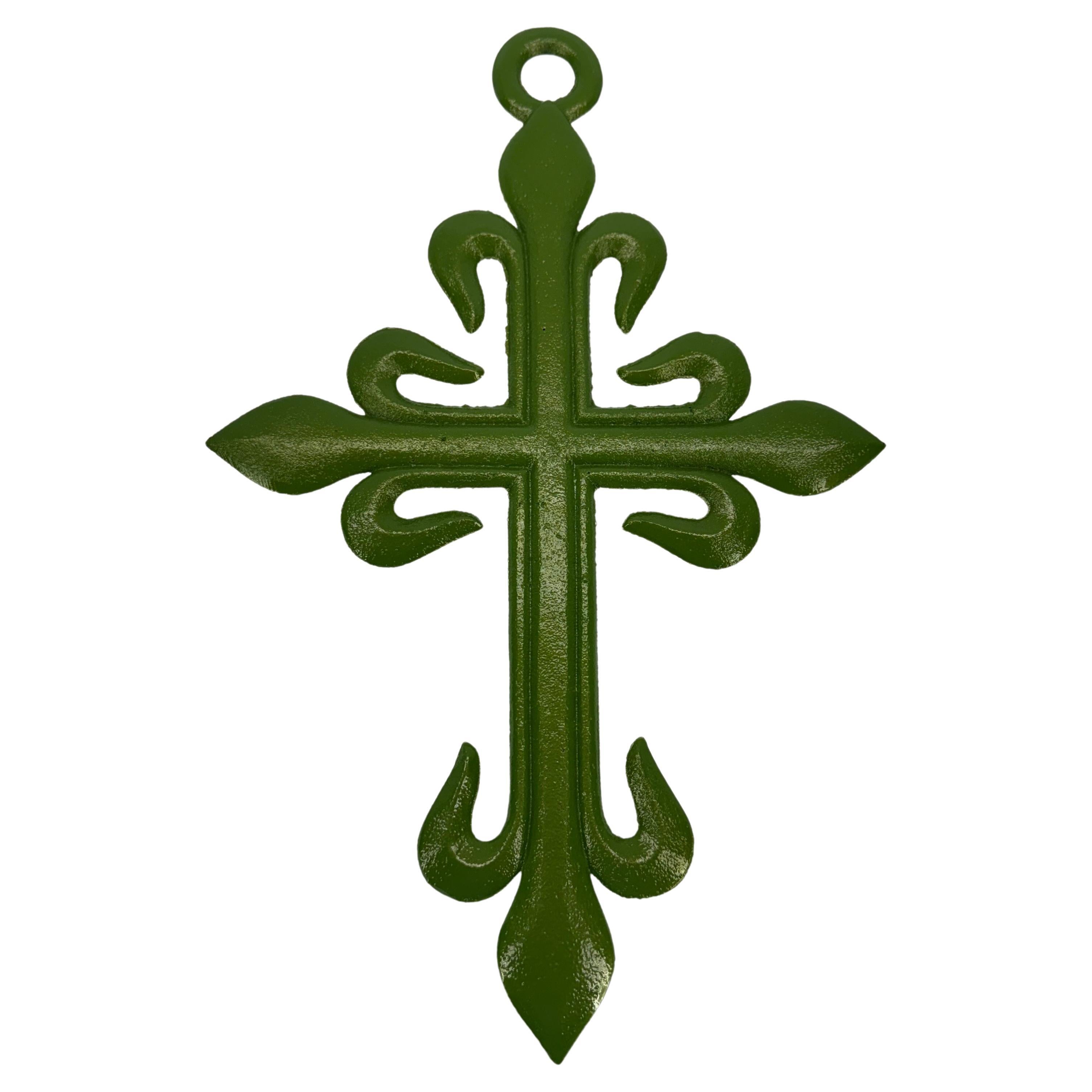 Großes religiöses französisches Eisen-Wandkreuz-Kreuz, Französisch 