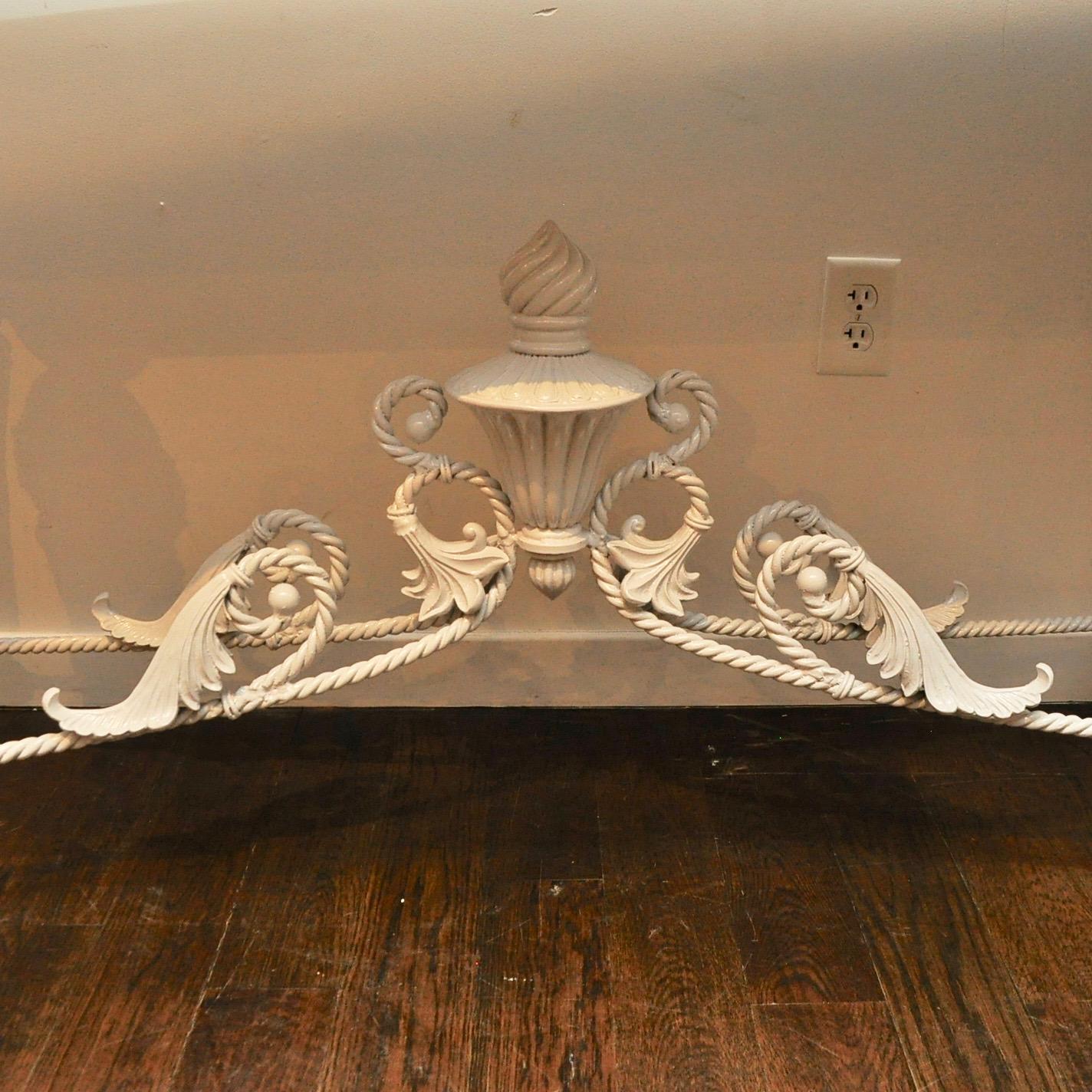 French Provincial Large French Iron & Wood Lacquered Console Table For Sale