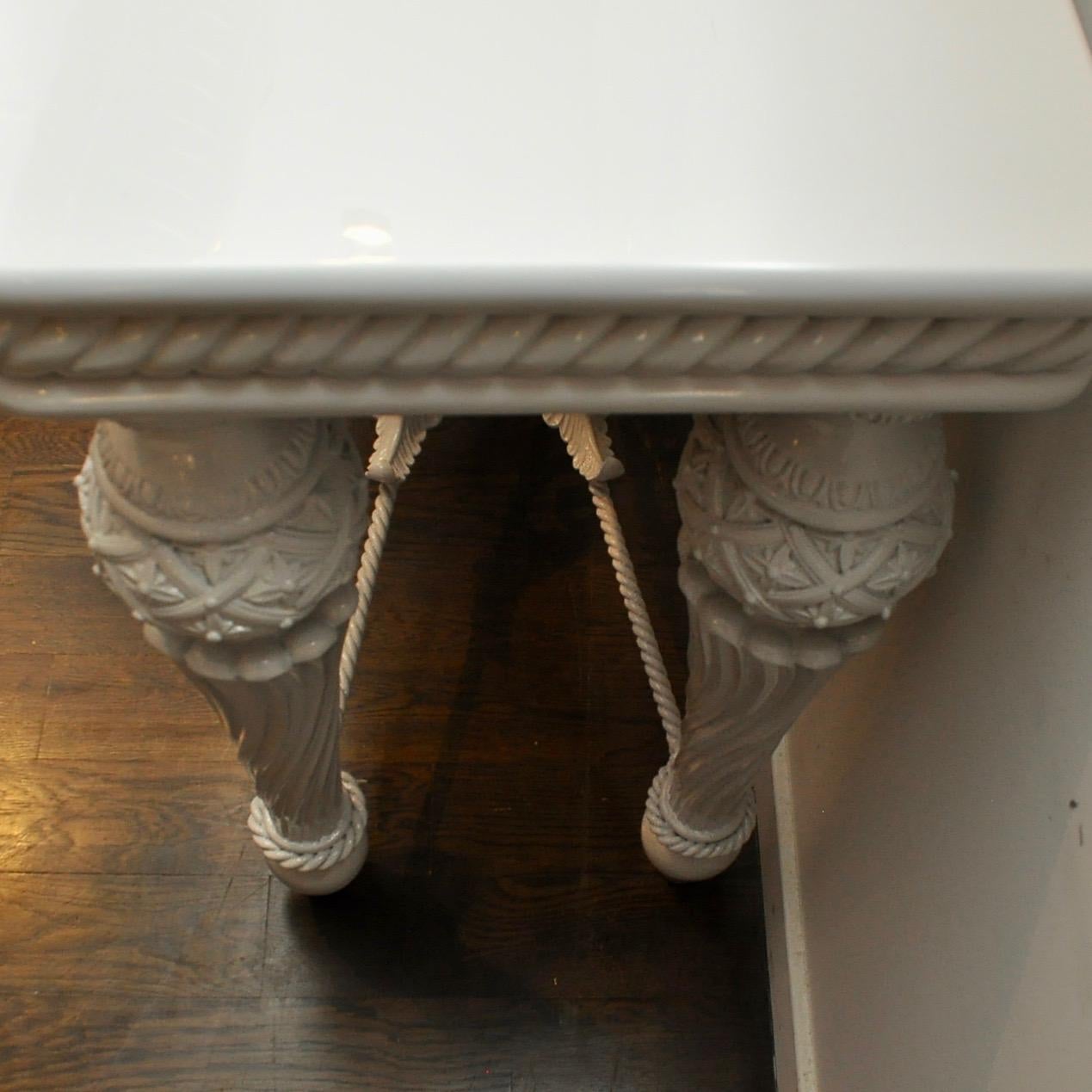 Large French Iron & Wood Lacquered Console Table For Sale 2