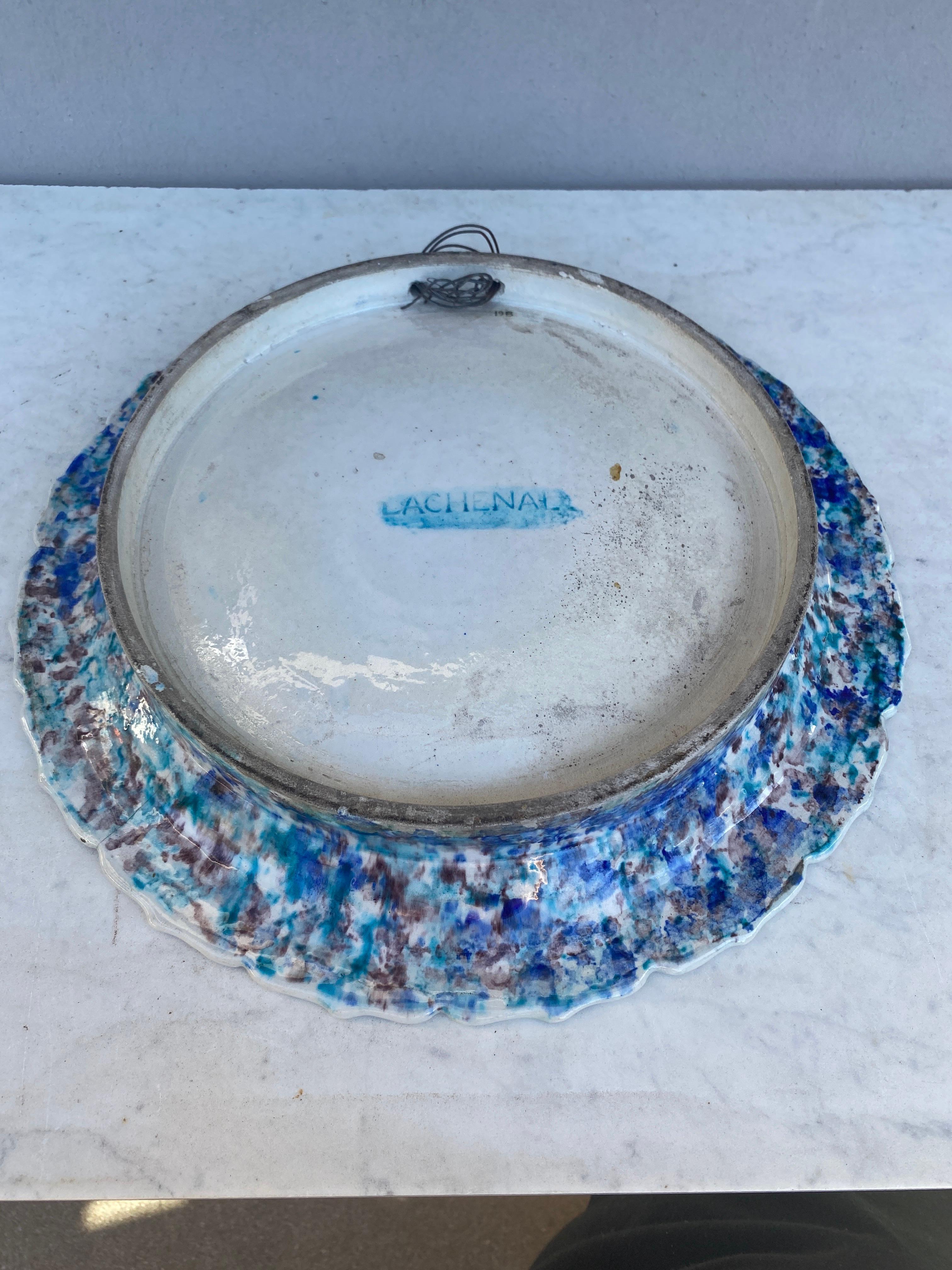 Large French Iznik Blue Platter Bowl Edmond Lachenal  3