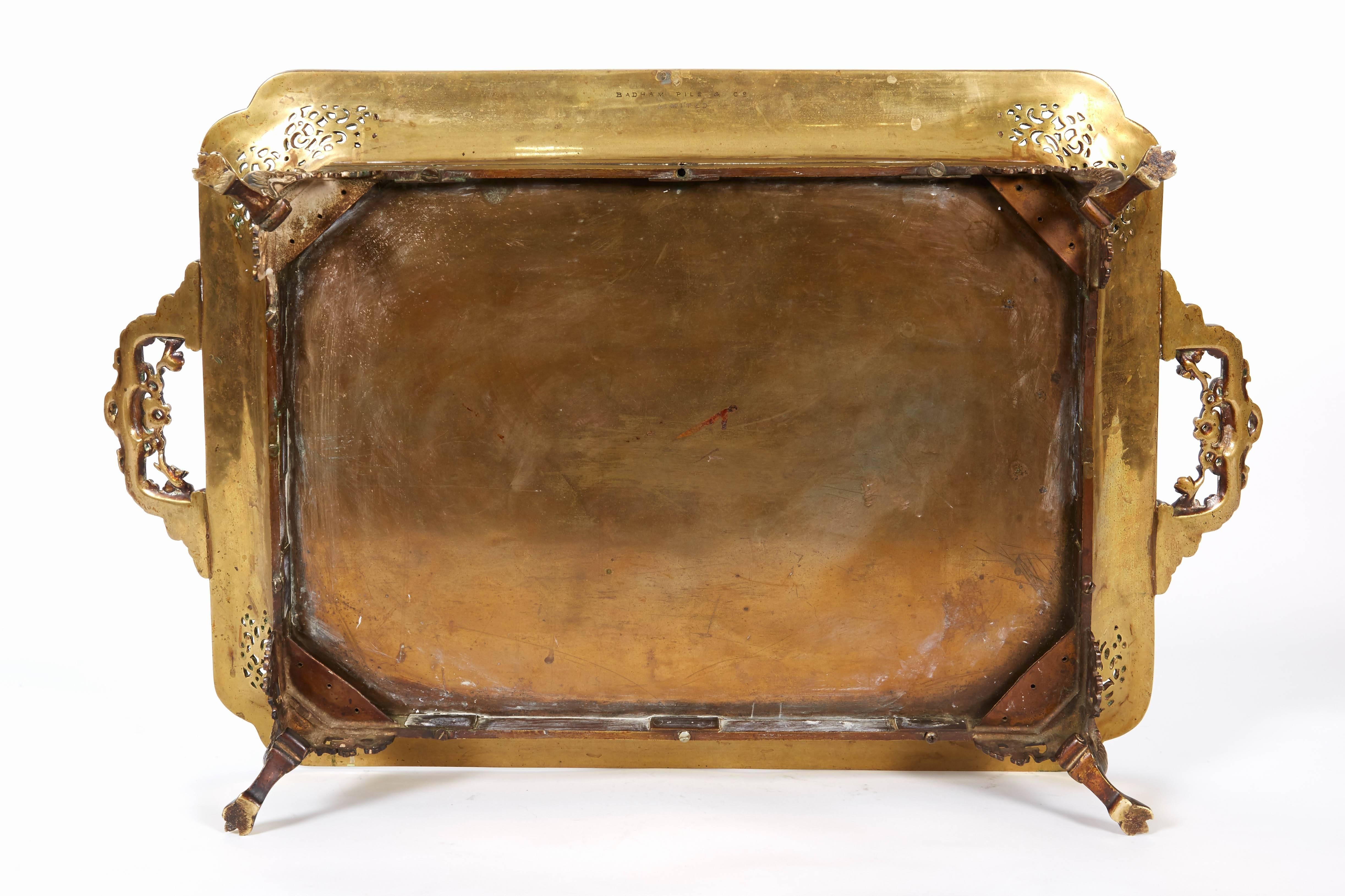 Large French Japonisme Bronze Two Handle Tray, 19th Century, Badham Pile Co 6