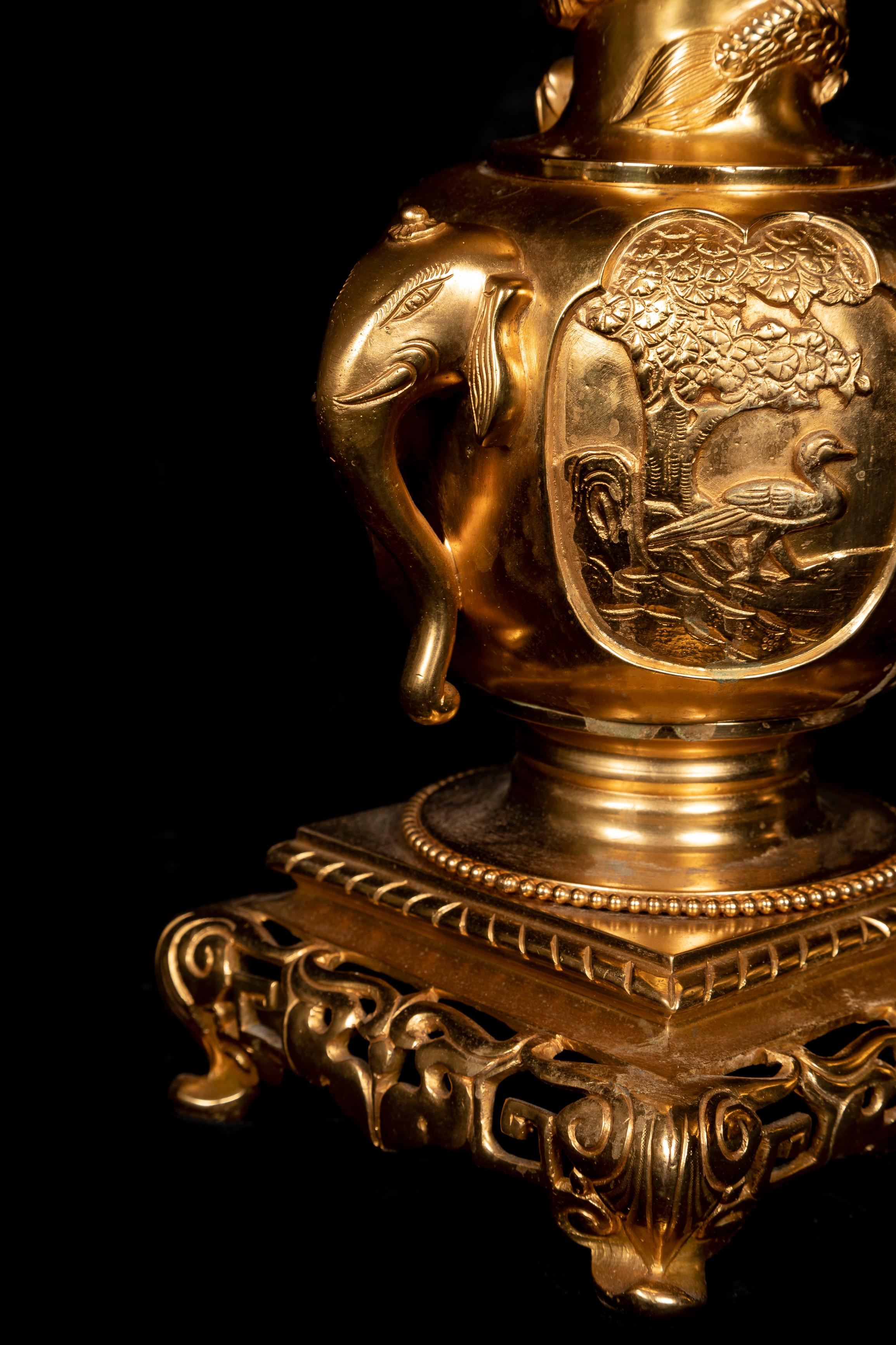 Grande orologio francese in stile giaponese con guarnizione in ormù attribuito a Edouard Lievre in vendita 5