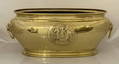 Large French Jardiniere or Planter of Brass with Lion's Head Handles