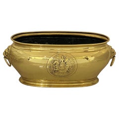 Large French Jardiniere or Planter of Brass with Lion's Head Handles