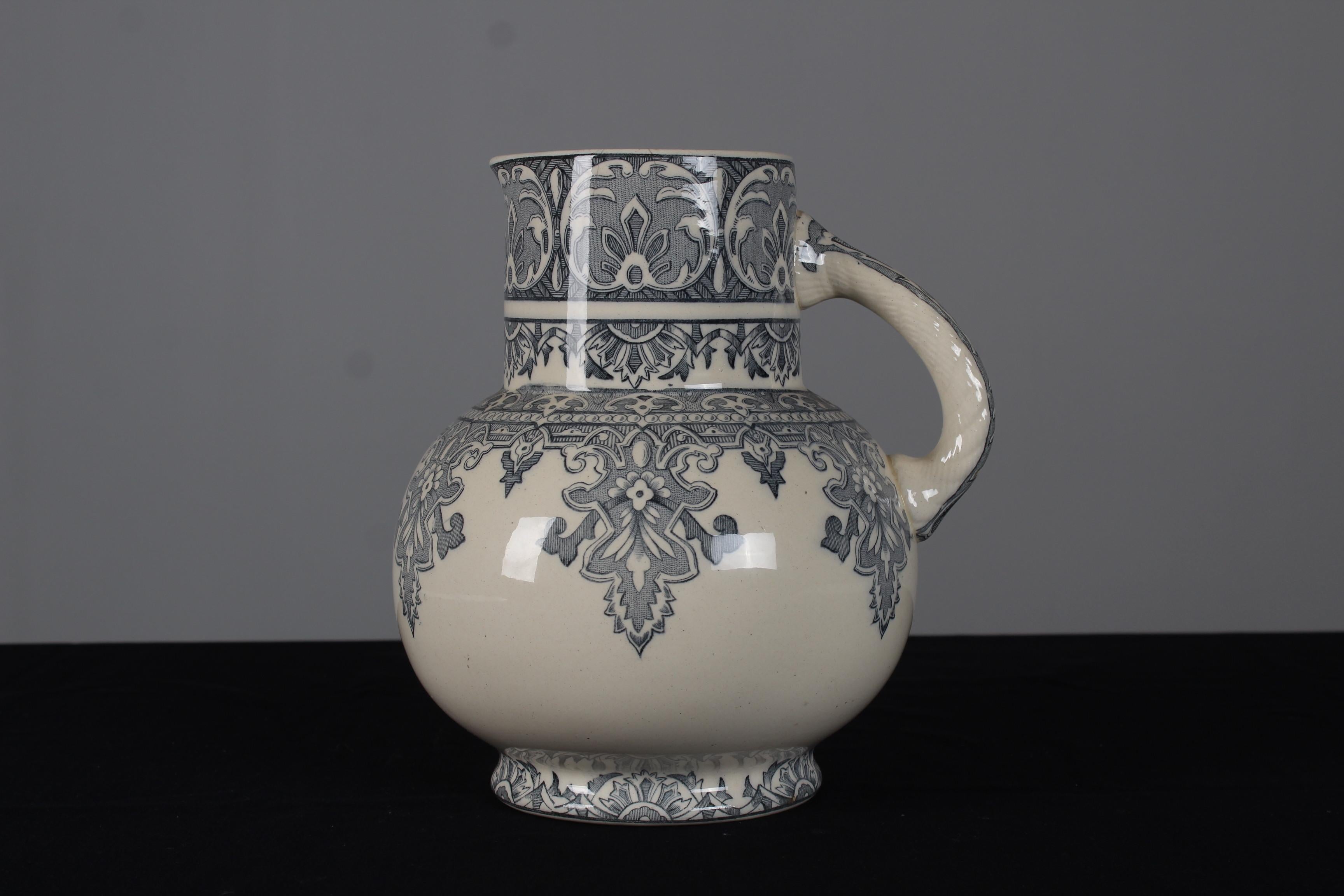 Beautiful large ceramic jug in a moorish style, France, circa 1880.
Stamped at the bottom 
