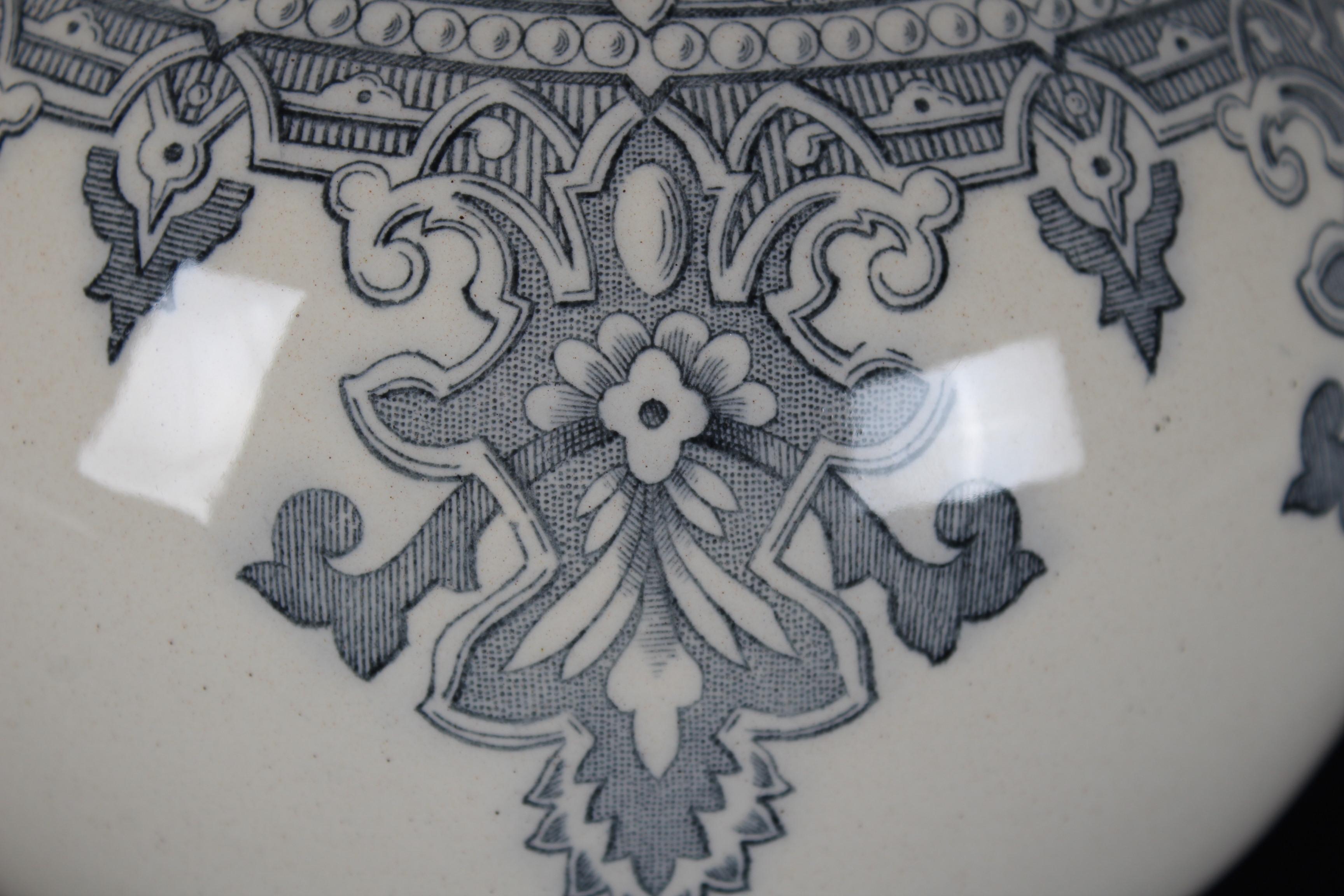 Ceramic Large French Jug, Moorish Style, Stamped 