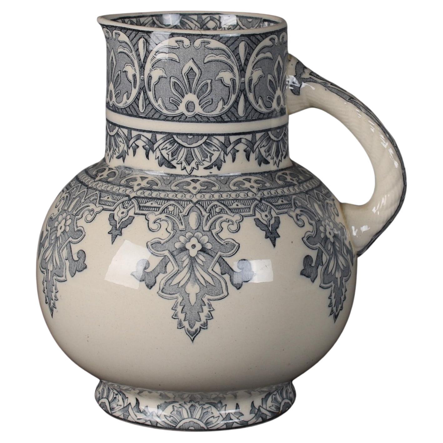 Large French Jug, Moorish Style, Stamped "Mauresque Longchamp", Vase