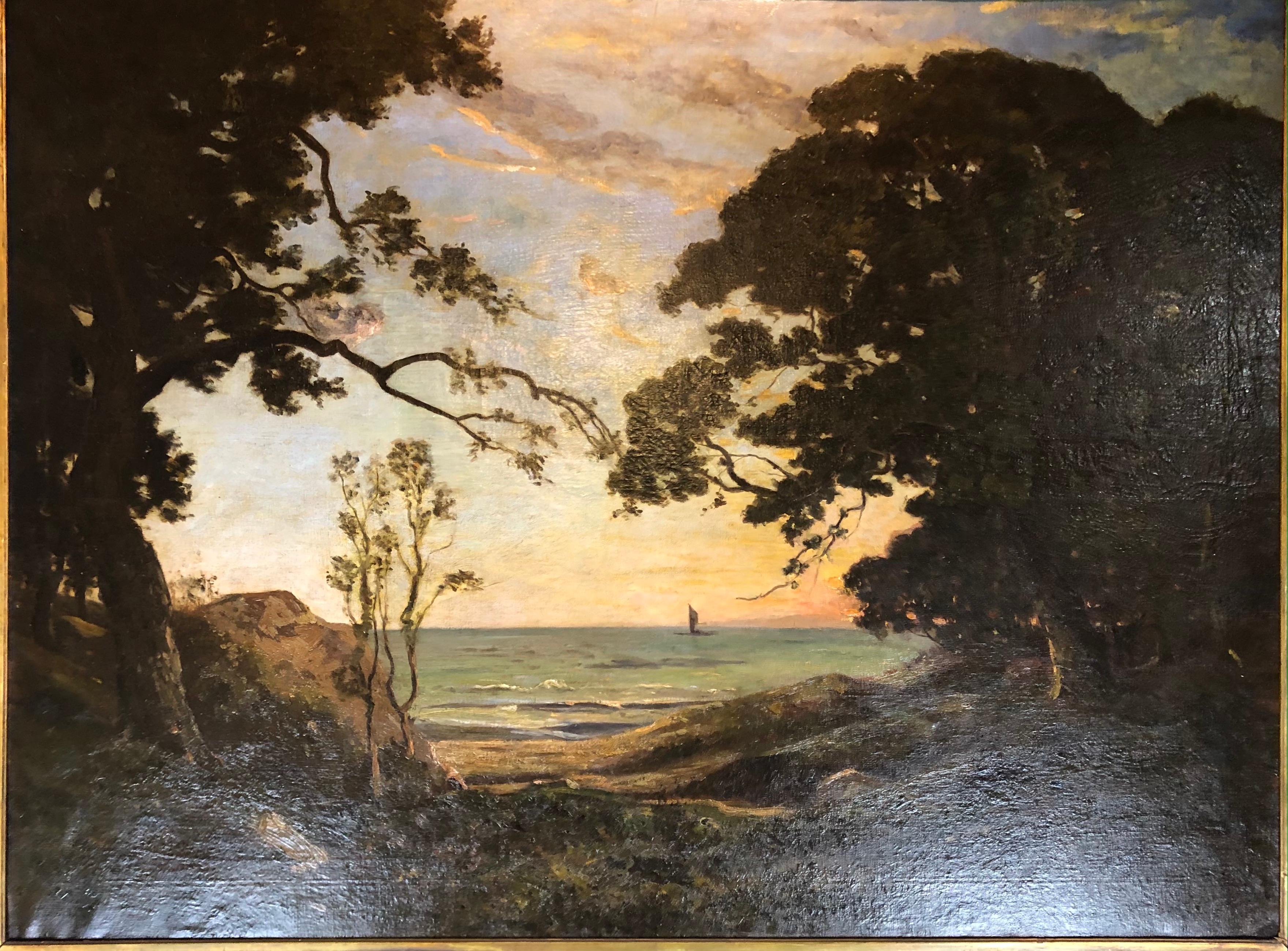 ALFRED COUTURAUD Large 19th Century French Seascape Oil on Canvas Painting  For Sale 6
