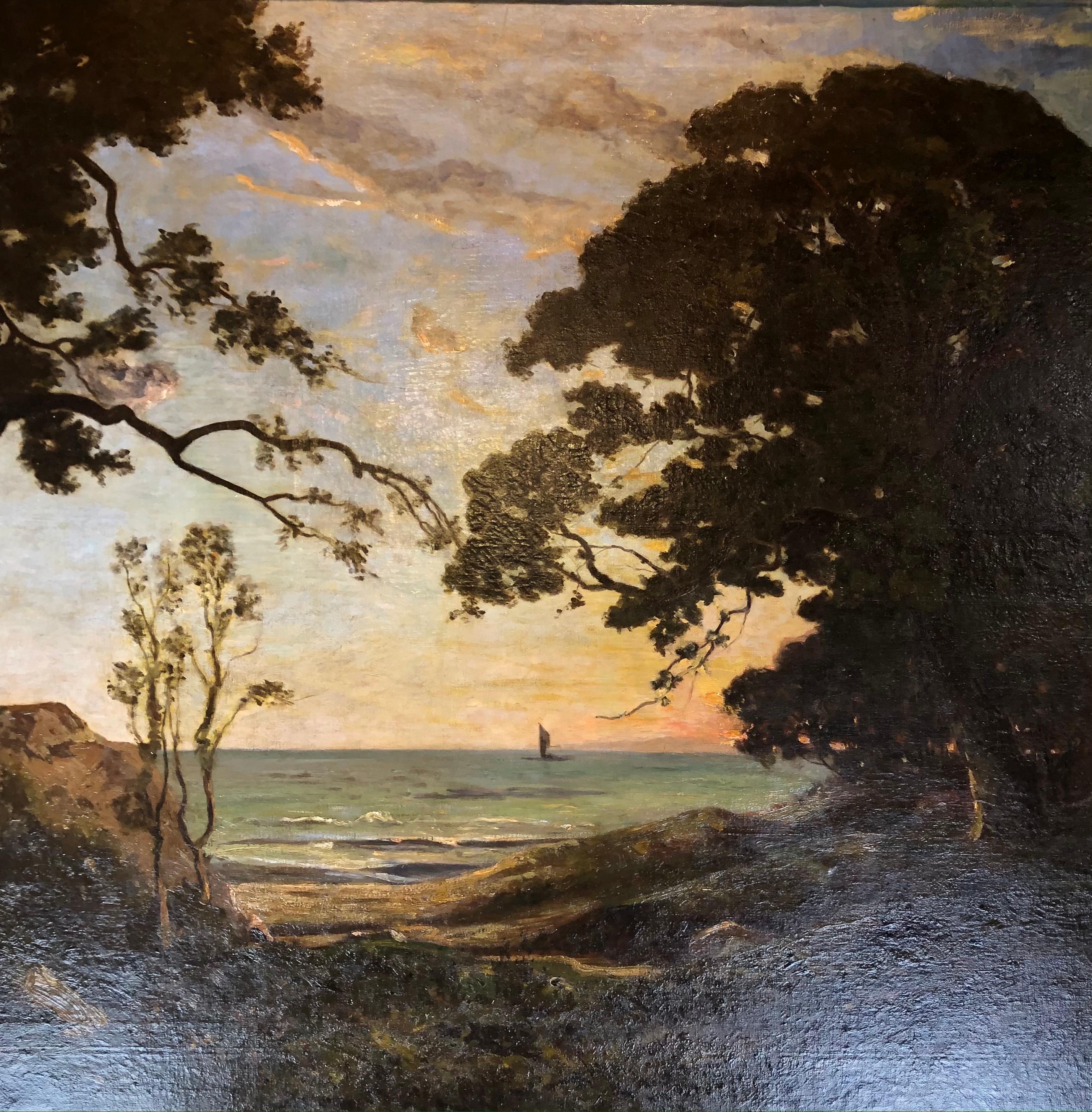 ALFRED COUTURAUD Large 19th Century French Seascape Oil on Canvas Painting  For Sale 3