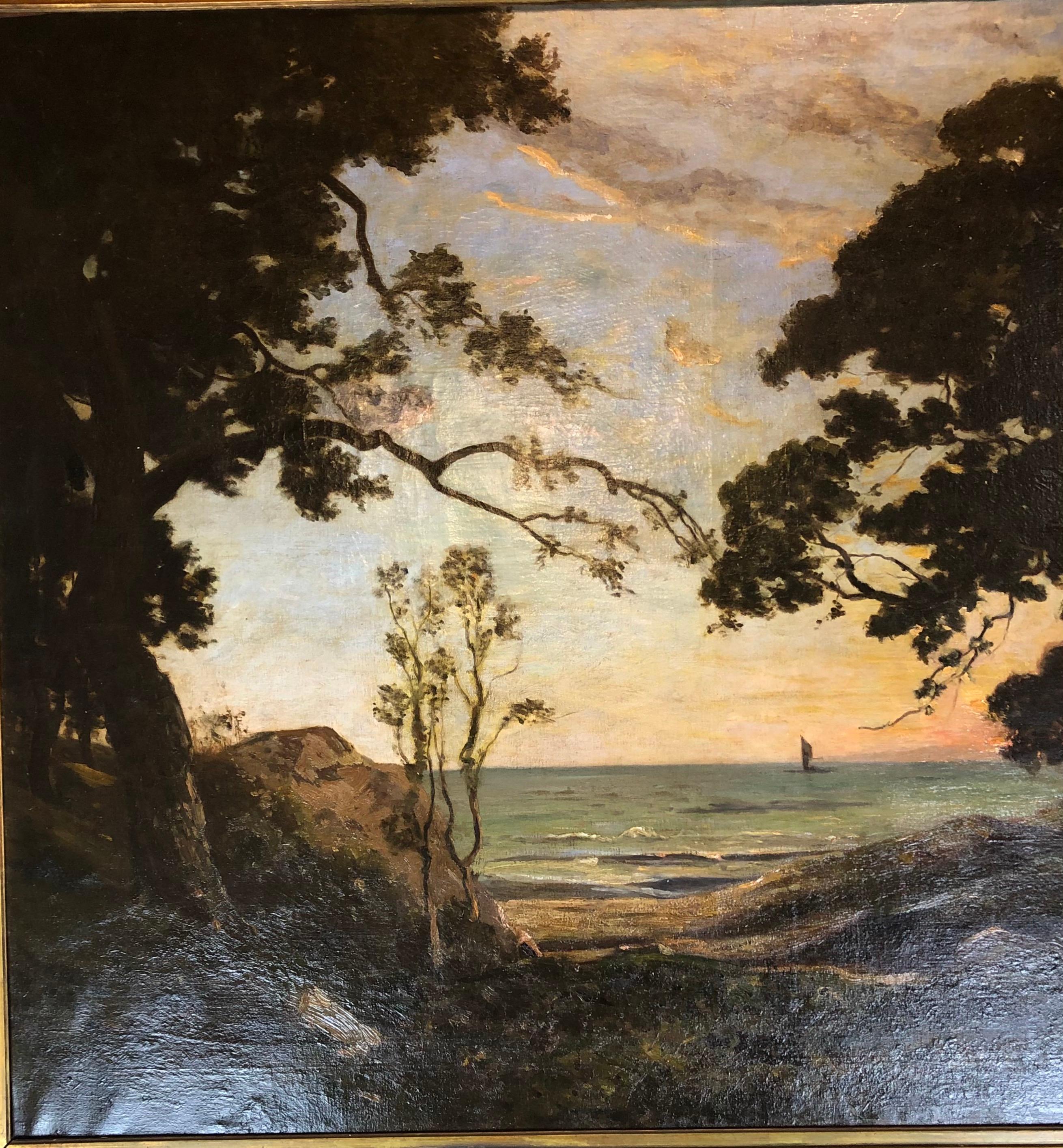 ALFRED COUTURAUD Large 19th Century French Seascape Oil on Canvas Painting  For Sale 4