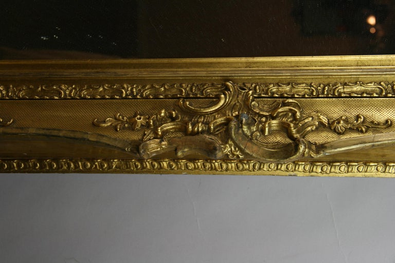 Large French Late 19th Century Wood Gilt Mirror For Sale 2