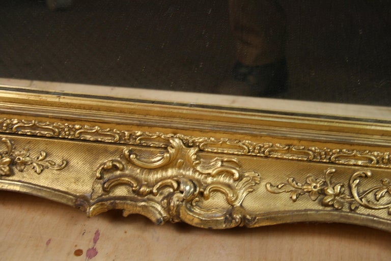 Large French Late 19th Century Wood Gilt Mirror For Sale 3