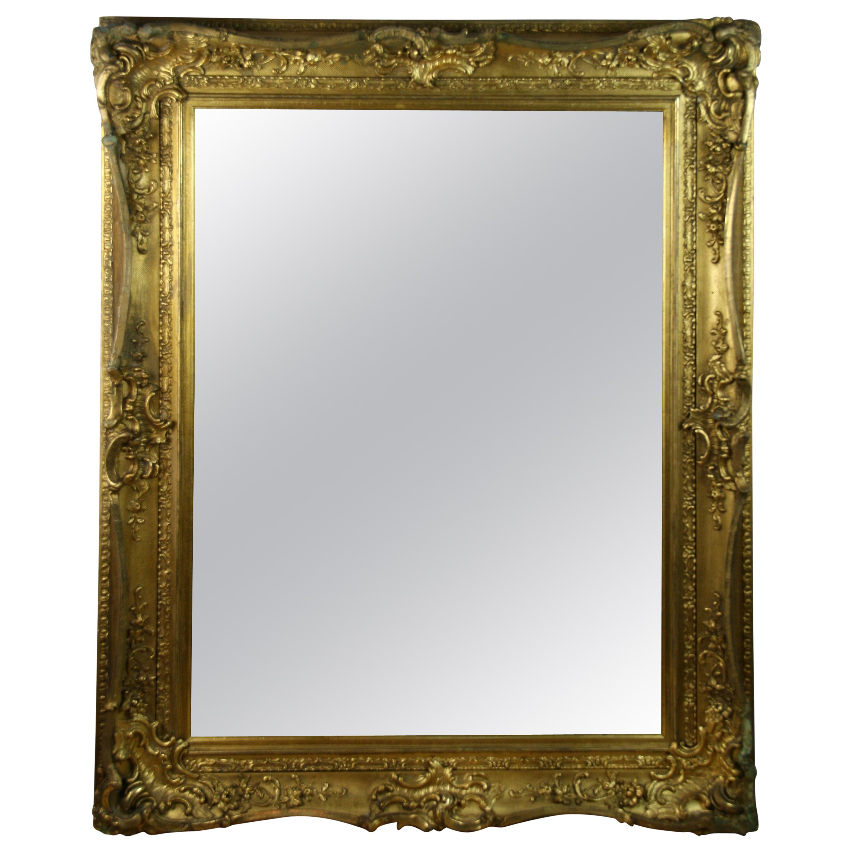 Large French Late 19th Century Wood Gilt Mirror