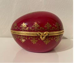 Vintage Limoges Egg Box, Hand-Painted Porcelain with Gilded Brass